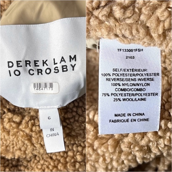 DEREK LAM 70s Reversible Wool Blend Quilted Faux Shearling Oversized Barn Coat 6 - Picture 14 of 17